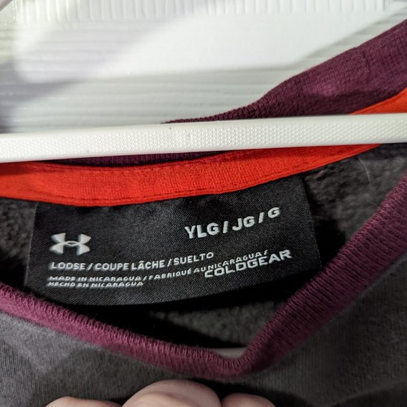 Under Armour Coldgear Grey & Burgundy Pullover Sweatshirt - Picture 3 of 8